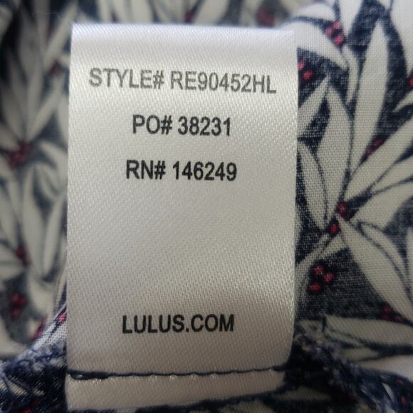 Lulu's Dondi Navy Blue and White Print Romper Women's Size Medium - Picture 13 of 14